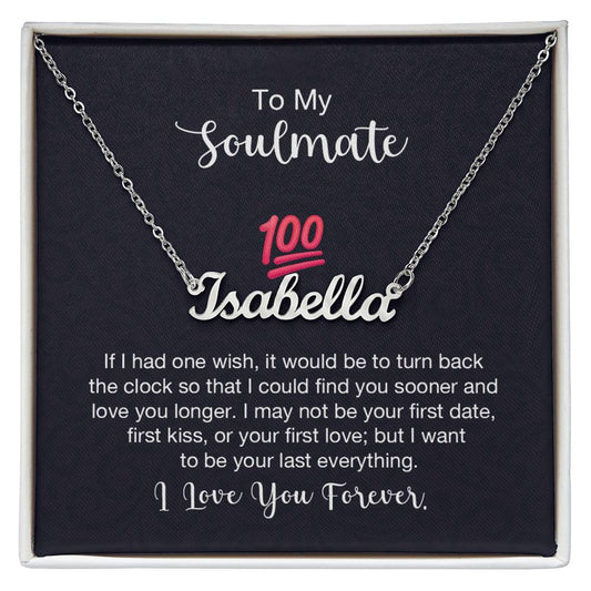 Custom Name Necklace with 'Soulmate 100%' Message Card