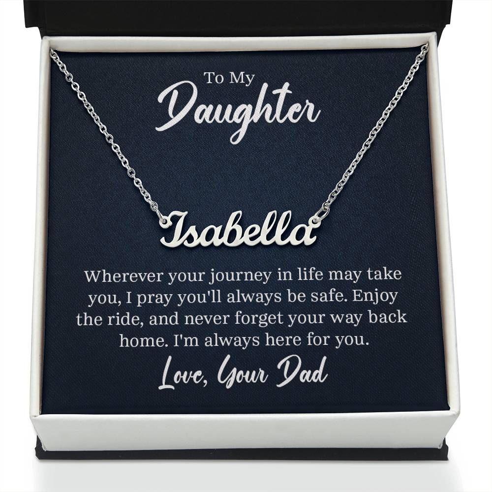 Custom Name Necklace with 'Daughter' Message Card