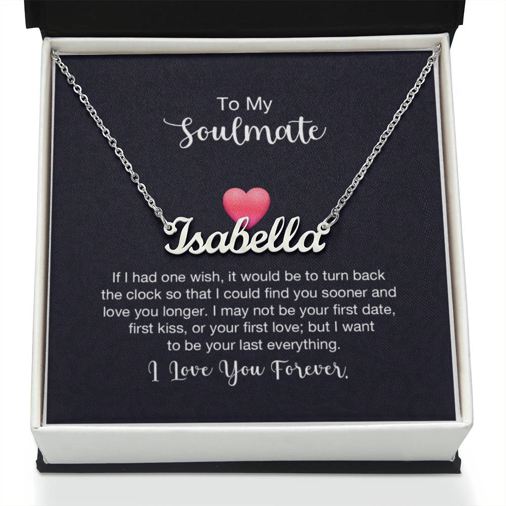 Custom Name Necklace with 'Soulmate+Heart' Message Card