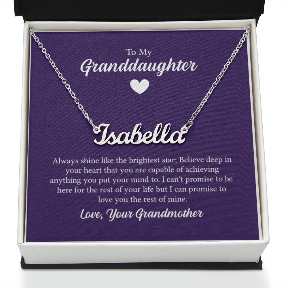 Custom Name Necklace with 'Granddaughter' Message Card