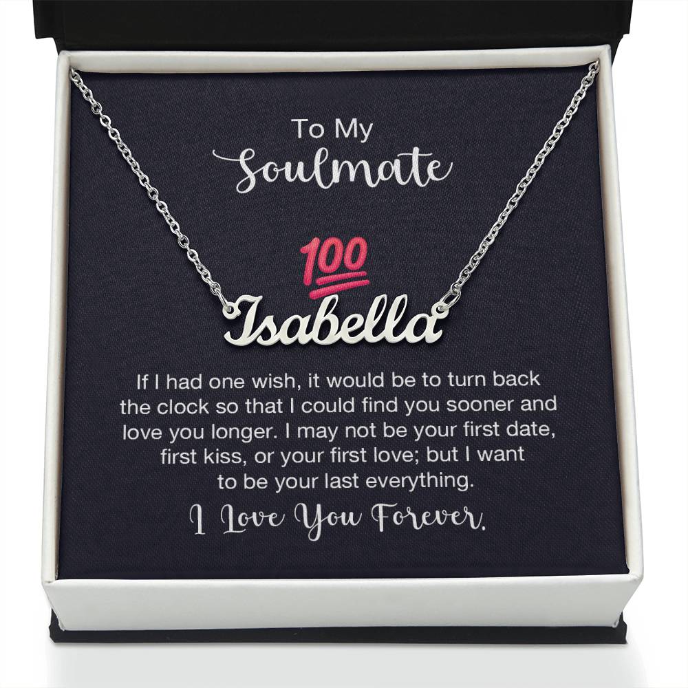 Custom Name Necklace with 'Soulmate 100%' Message Card