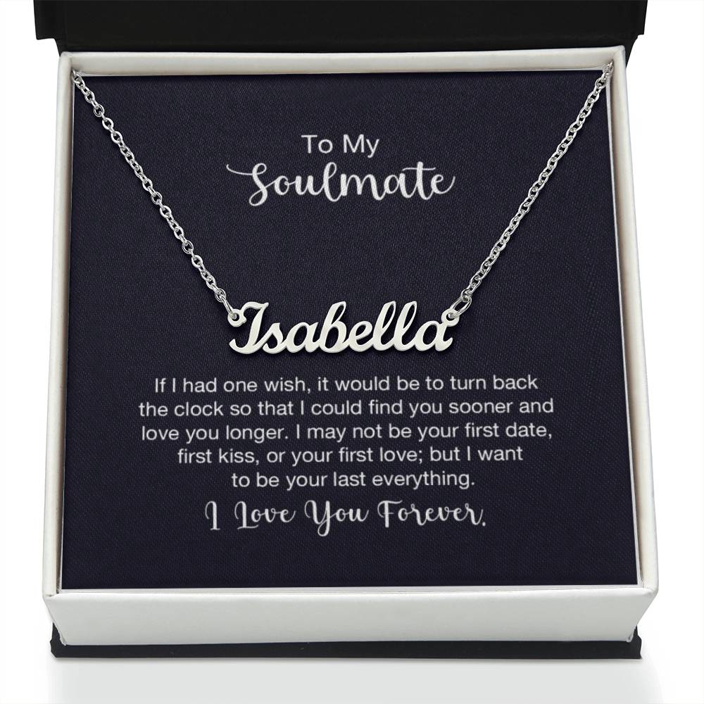 Custom Name Necklace with ' Soulmate' Message Card