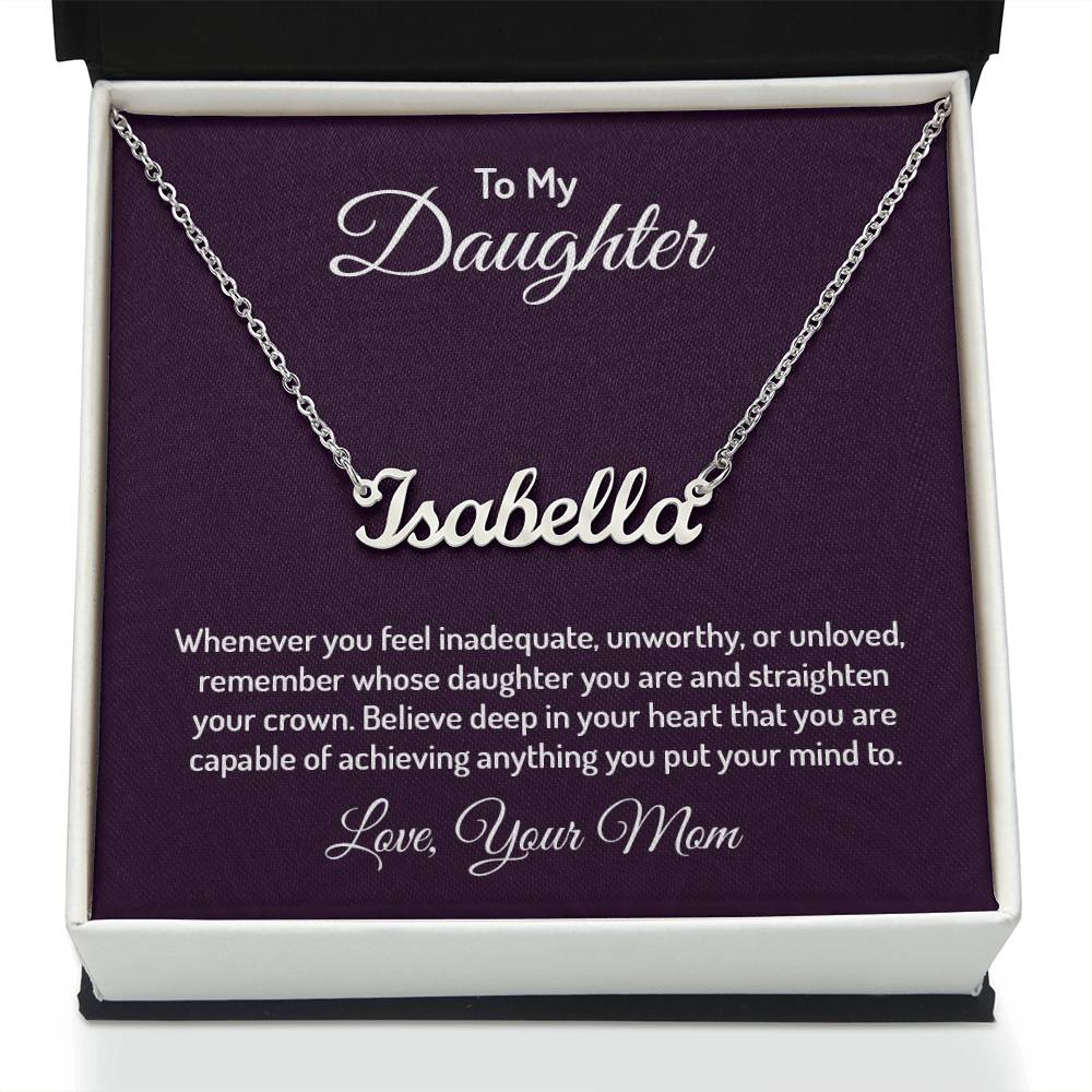 Custom Name Necklace with 'Daughter' Message Card