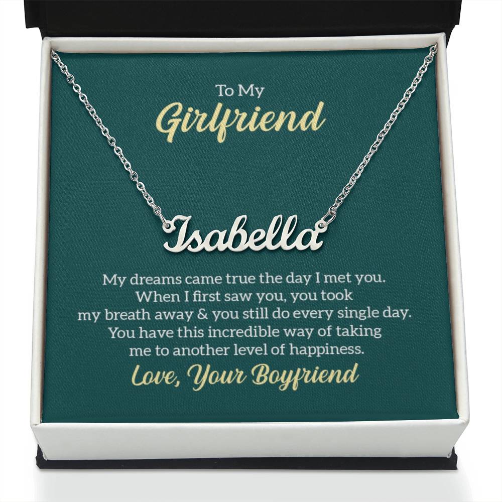 Custom Name Necklace with 'Girlfriend' Message Card