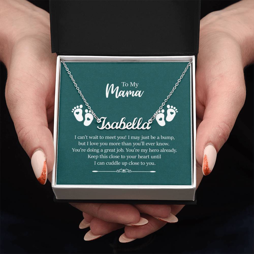 Custom Name Necklace with 'My Mama' Message Card