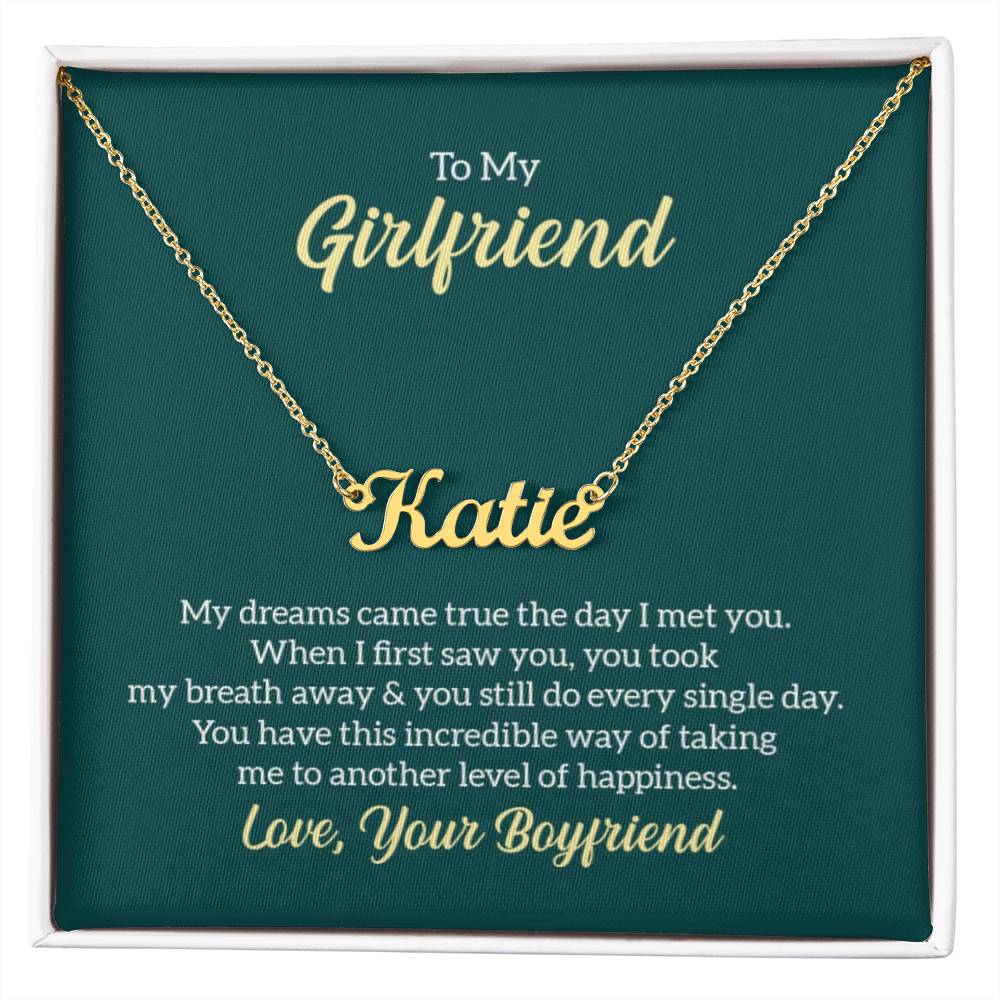 Custom Name Necklace with 'Girlfriend' Message Card