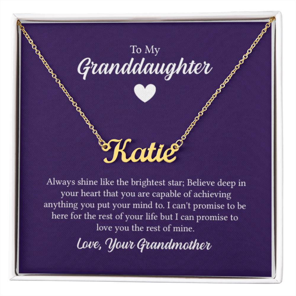 Custom Name Necklace with 'Granddaughter' Message Card