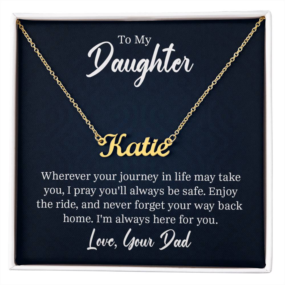 Custom Name Necklace with 'Daughter' Message Card