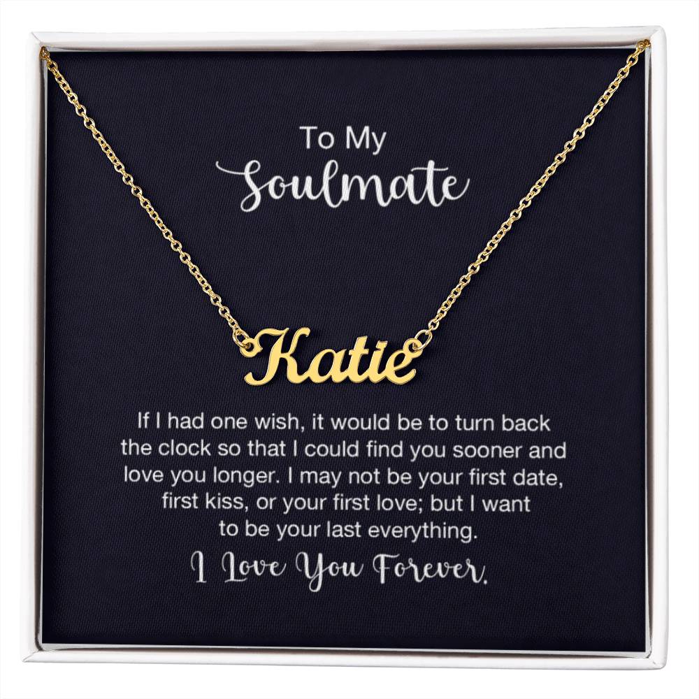 Custom Name Necklace with ' Soulmate' Message Card