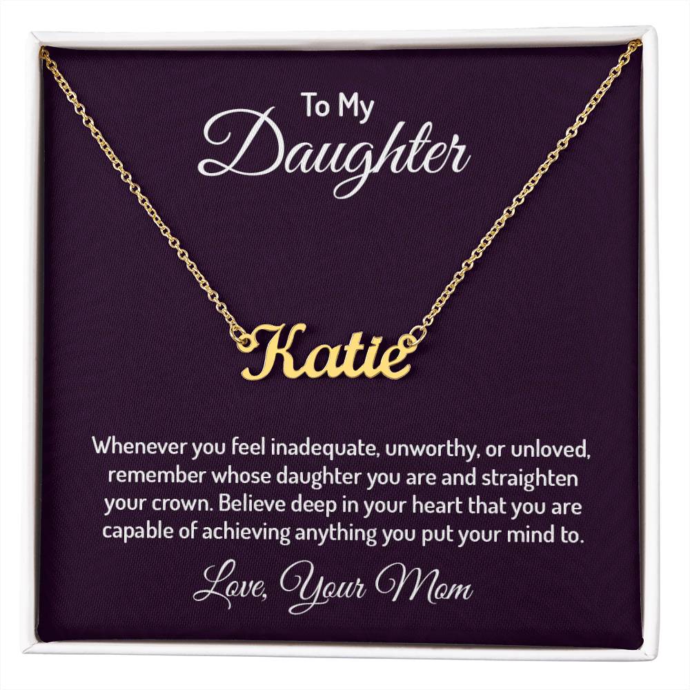 Custom Name Necklace with 'Daughter' Message Card