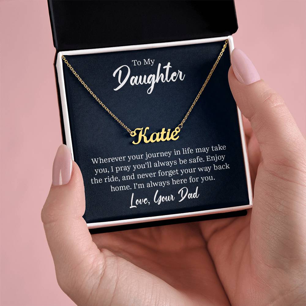 Custom Name Necklace with 'Daughter' Message Card