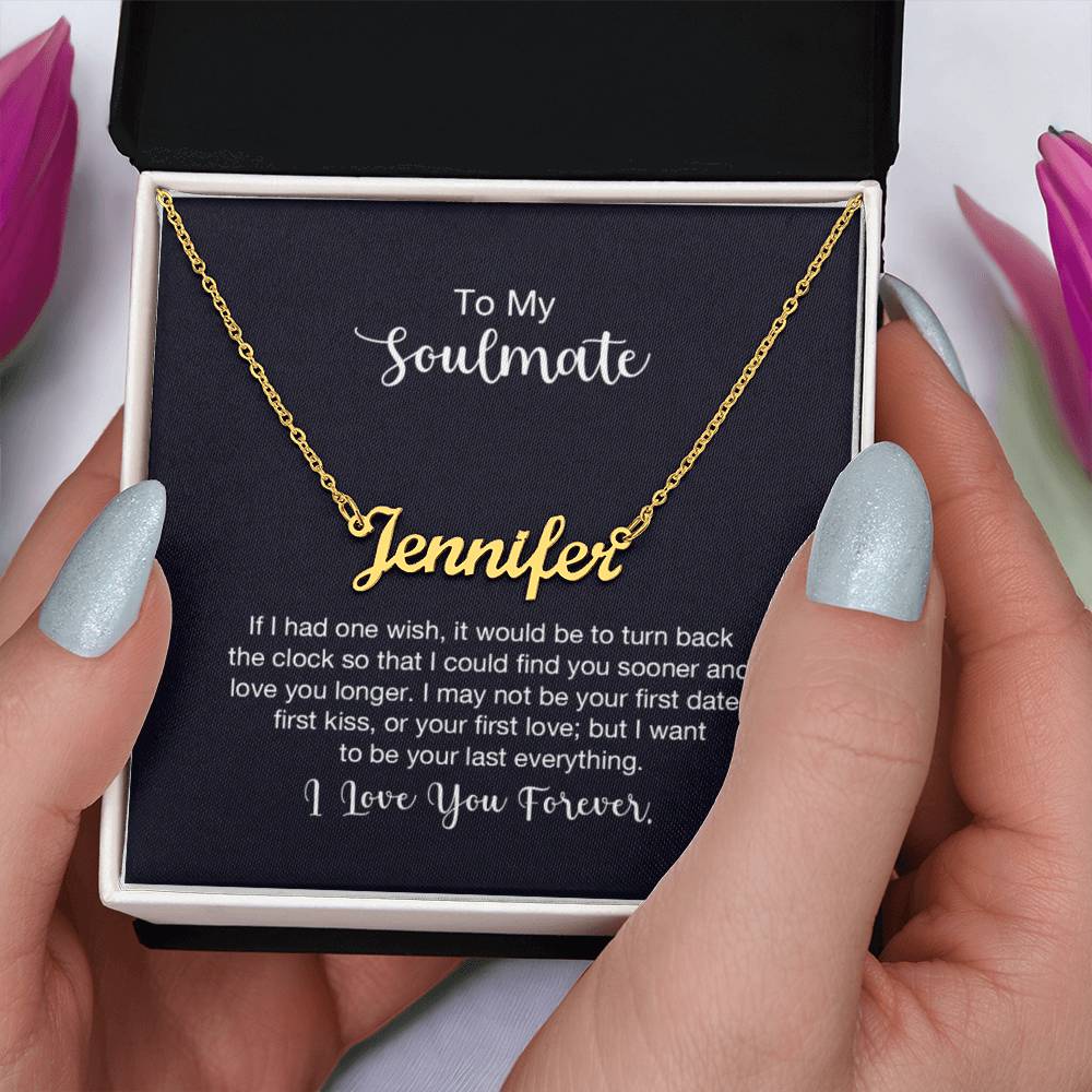 Custom Name Necklace with ' Soulmate' Message Card