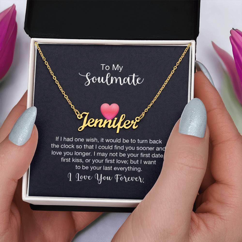 Custom Name Necklace with 'Soulmate+Heart' Message Card