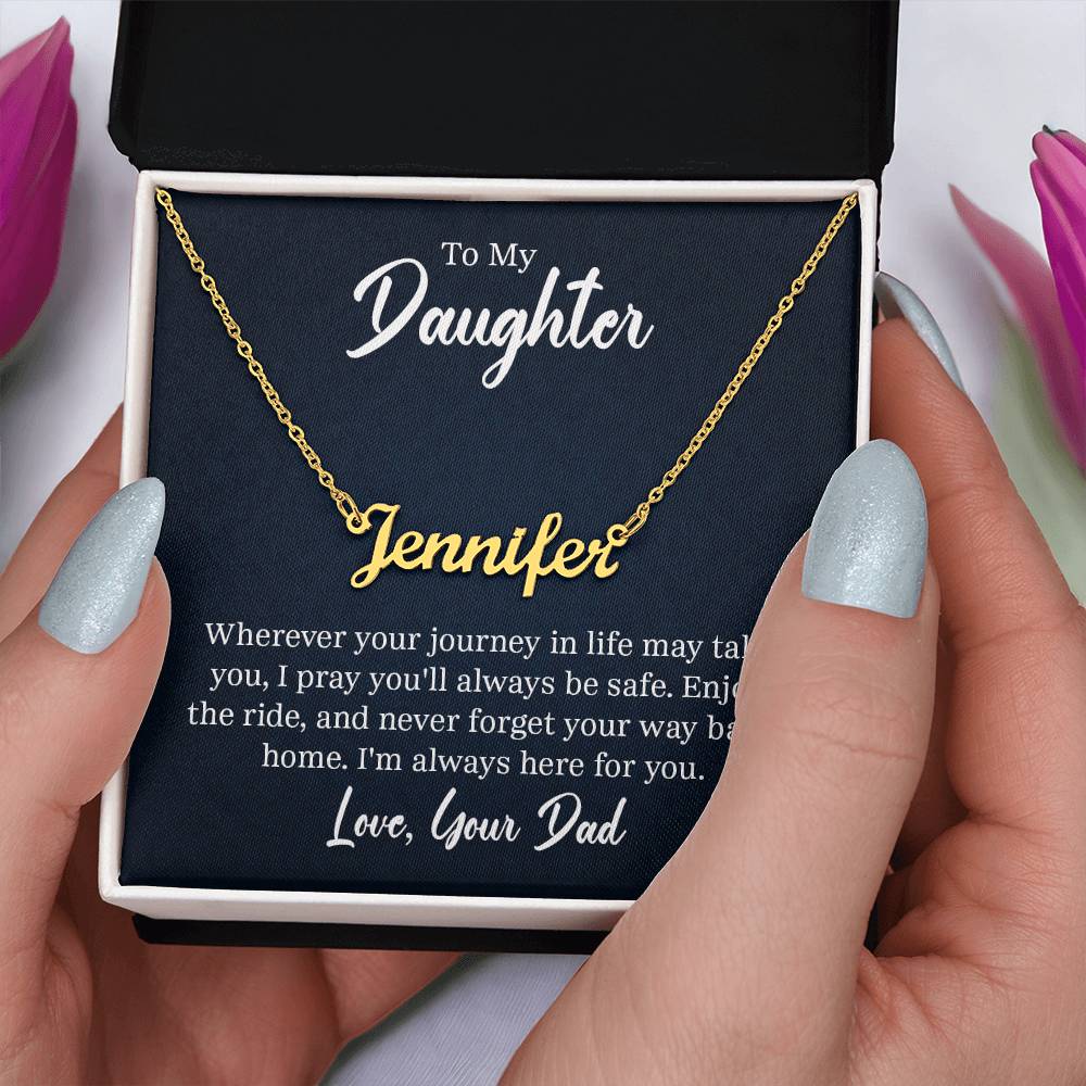 Custom Name Necklace with 'Daughter' Message Card