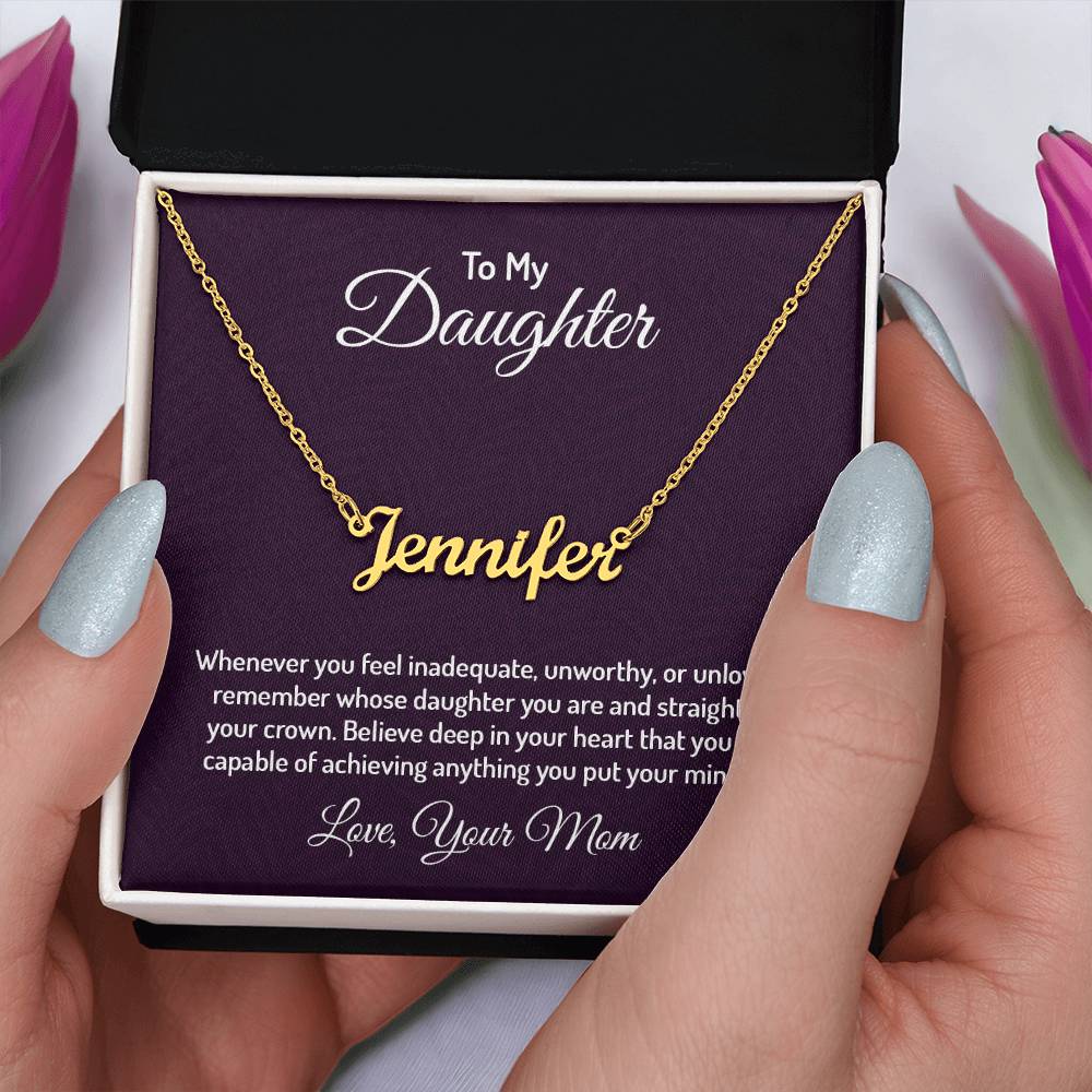 Custom Name Necklace with 'Daughter' Message Card