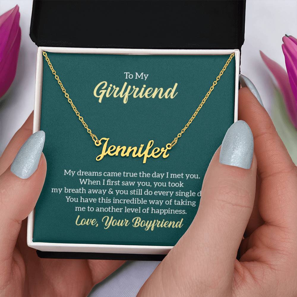 Custom Name Necklace with 'Girlfriend' Message Card