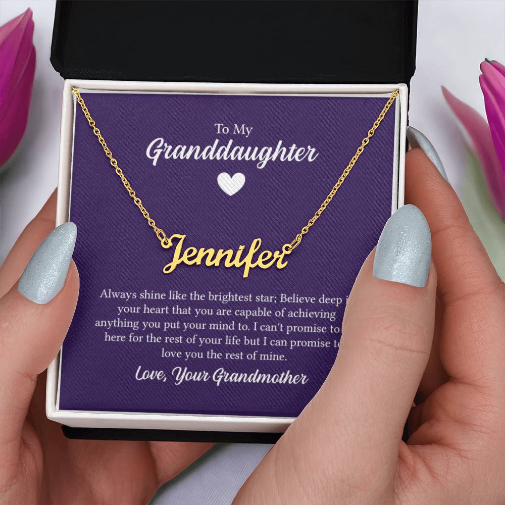 Custom Name Necklace with 'Granddaughter' Message Card