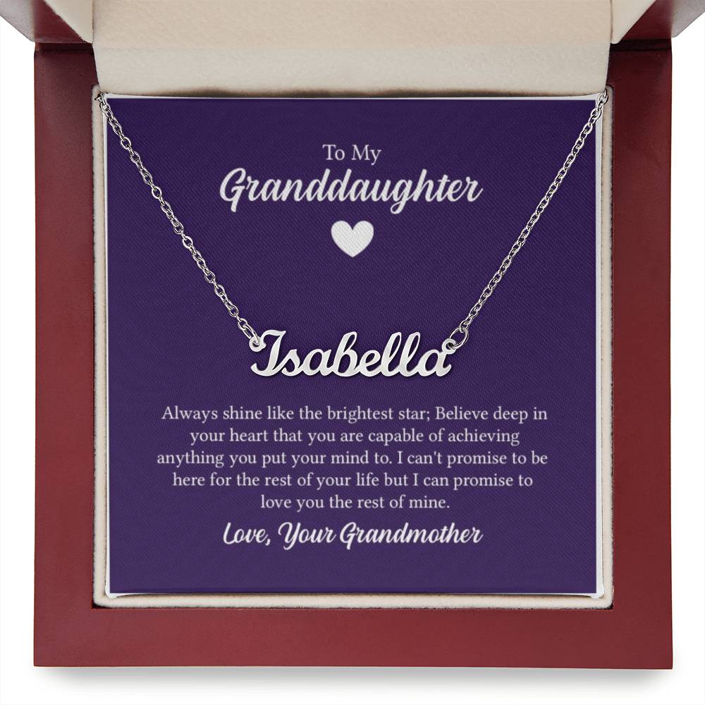 Custom Name Necklace with 'Granddaughter' Message Card