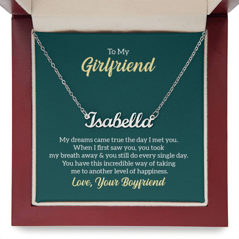 Custom Name Necklace with 'Girlfriend' Message Card