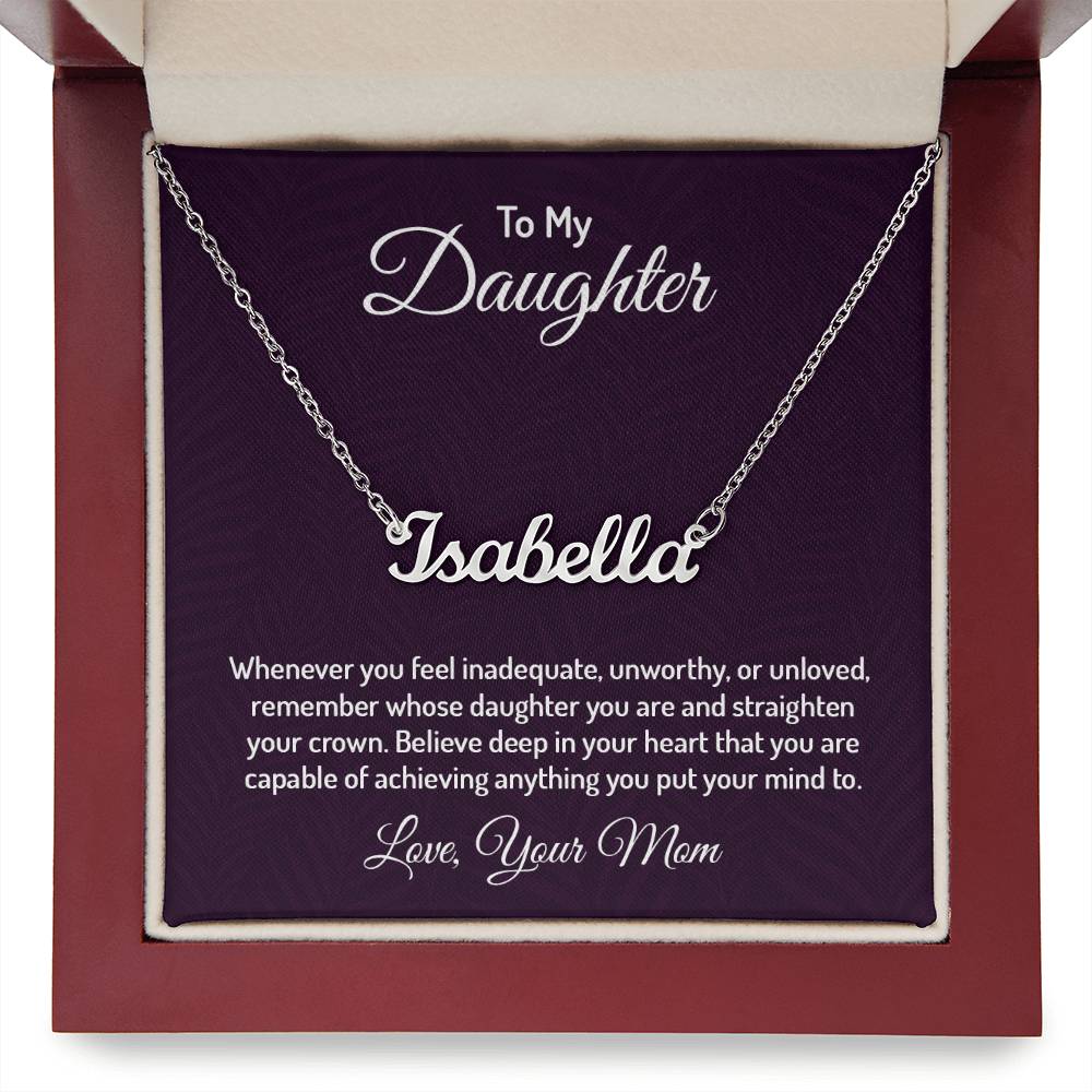 Custom Name Necklace with 'Daughter' Message Card