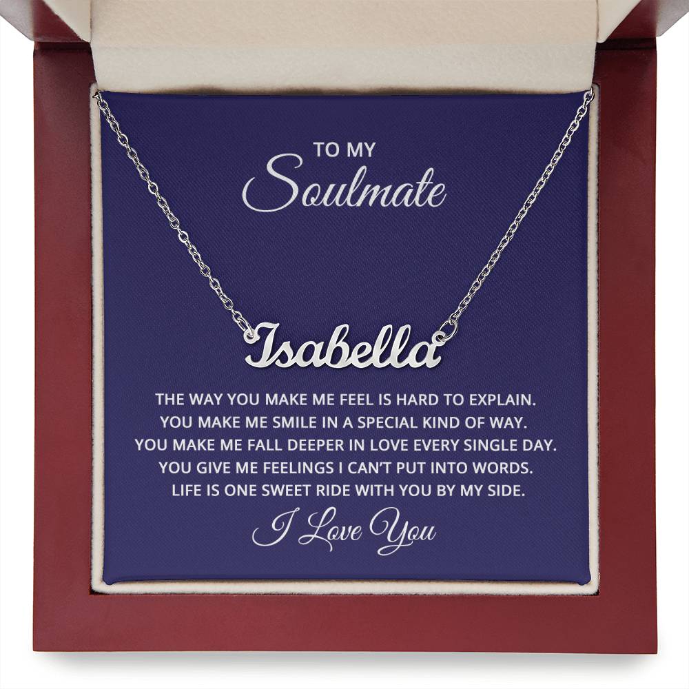 Custom Name Necklace with 'Soulmate' Message Card