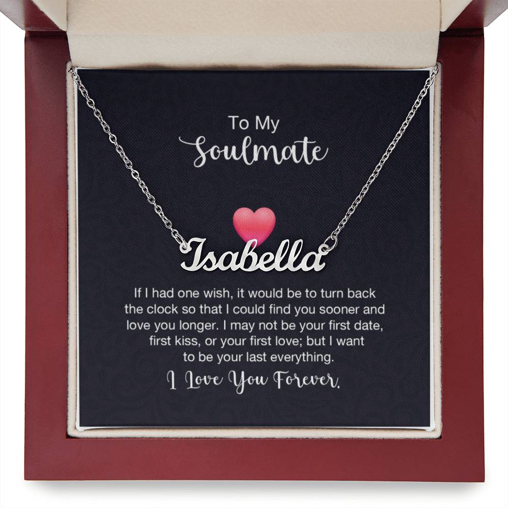 Custom Name Necklace with 'Soulmate+Heart' Message Card