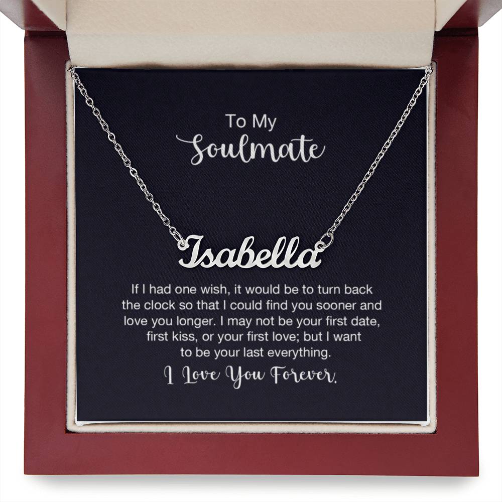 Custom Name Necklace with ' Soulmate' Message Card