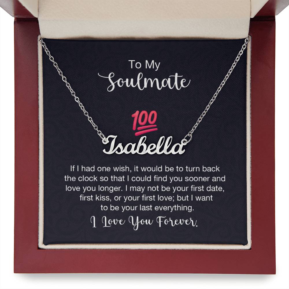 Custom Name Necklace with 'Soulmate 100%' Message Card