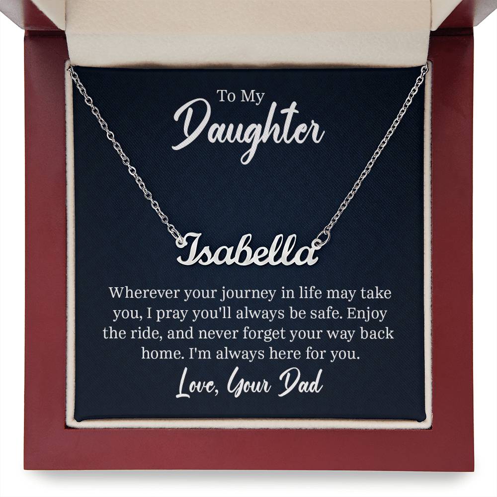 Custom Name Necklace with 'Daughter' Message Card