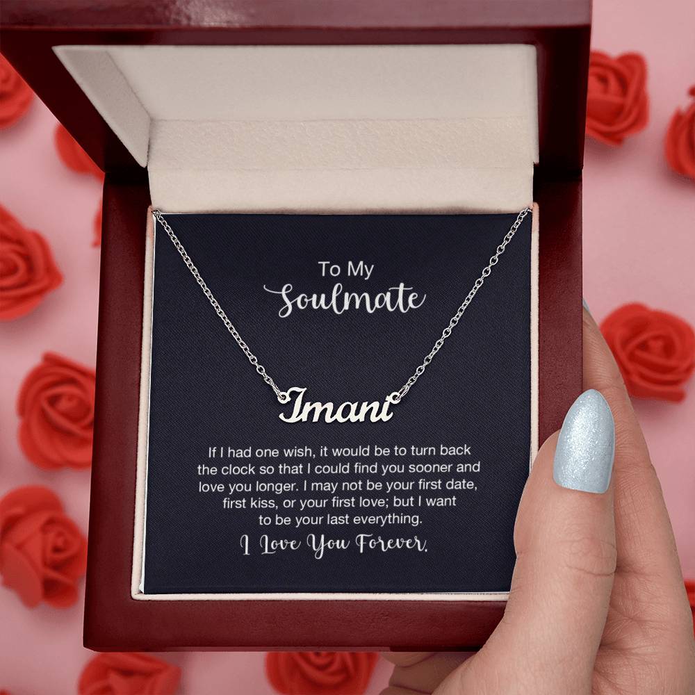 Custom Name Necklace with ' Soulmate' Message Card