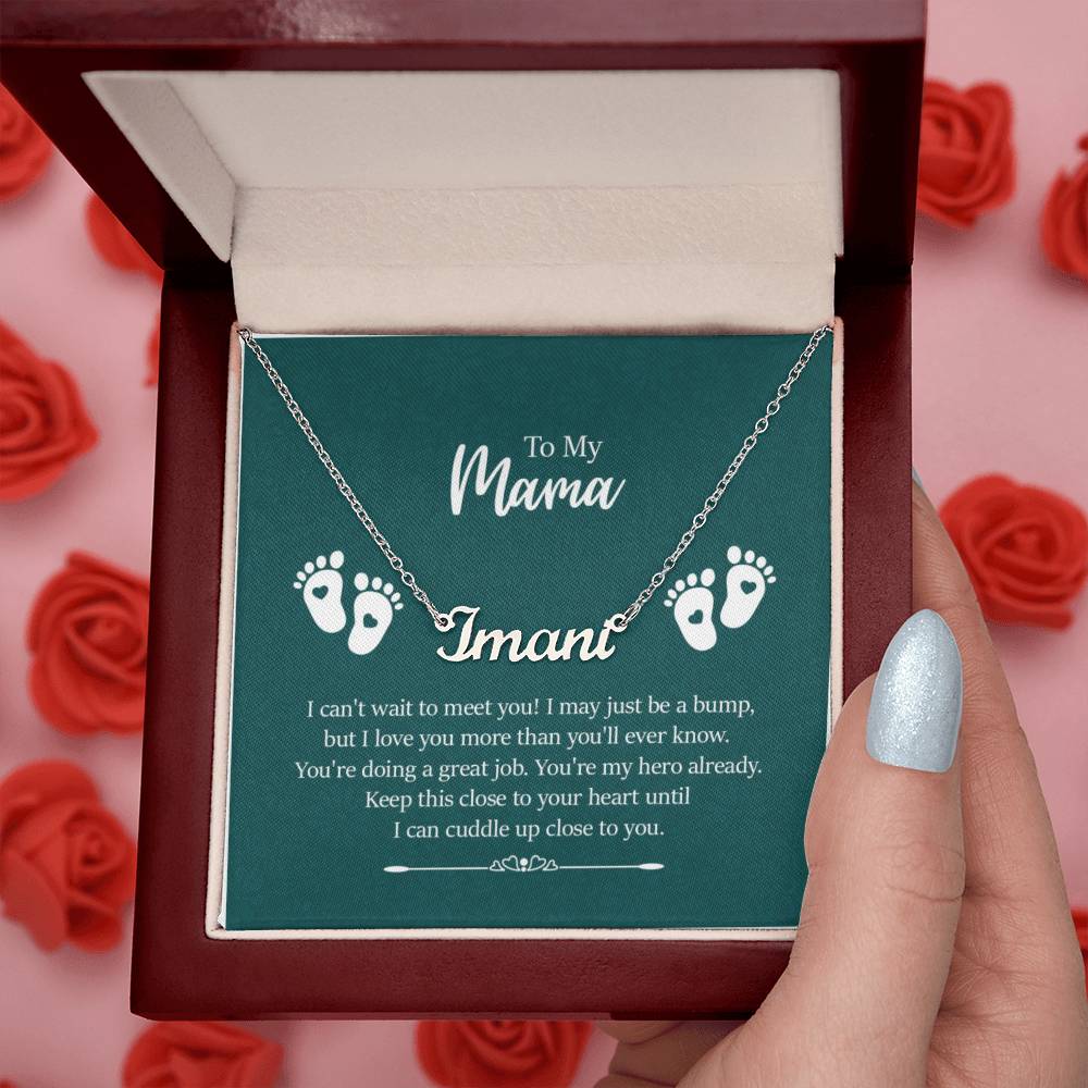 Custom Name Necklace with 'My Mama' Message Card