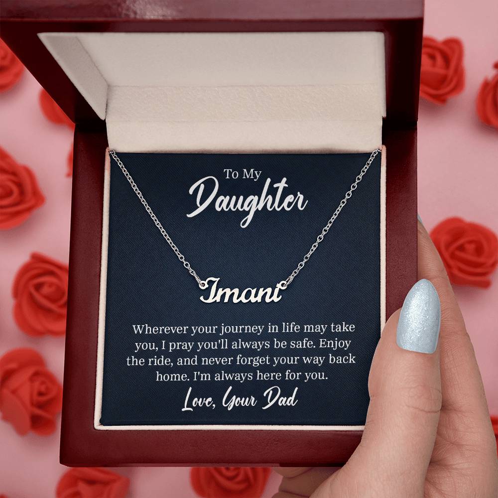 Custom Name Necklace with 'Daughter' Message Card