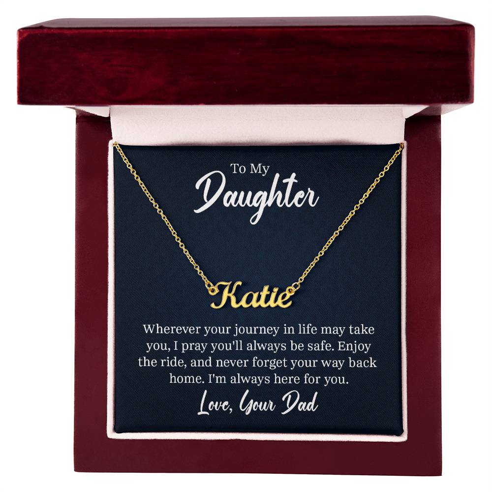 Custom Name Necklace with 'Daughter' Message Card