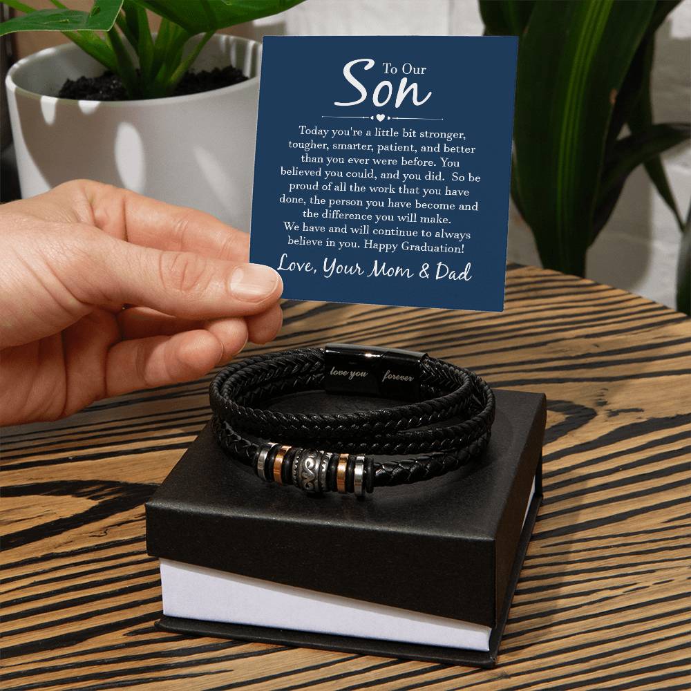 Men's "Love You Forever" Bracelet with 'Our Son' Message Card