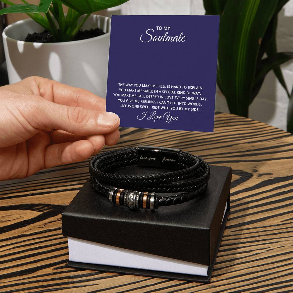 Men's "Love You Forever" Bracelet with 'Soulmate' Message Card