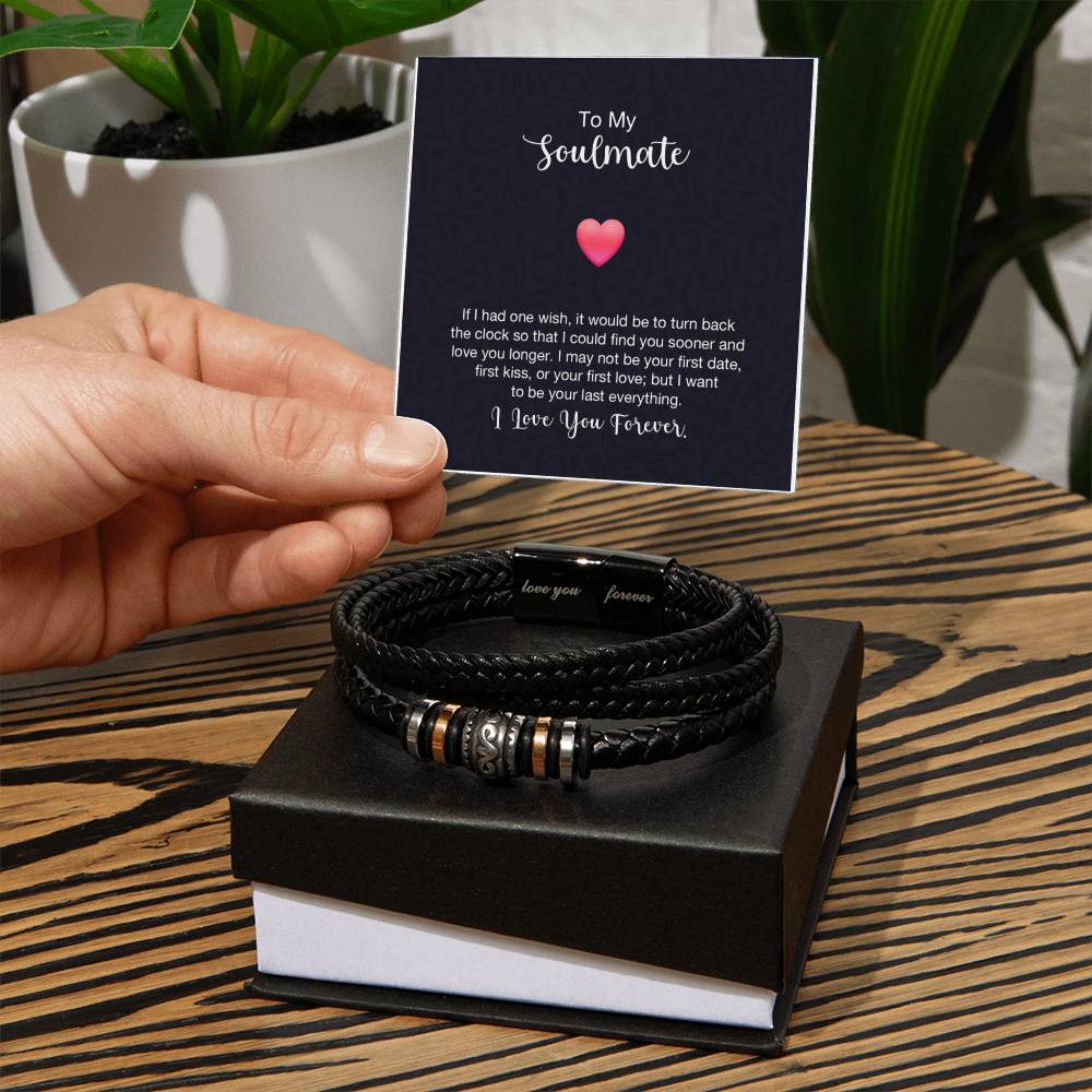 Men's "Love You Forever" Bracelet with 'Soulmate+Heart' Message Card