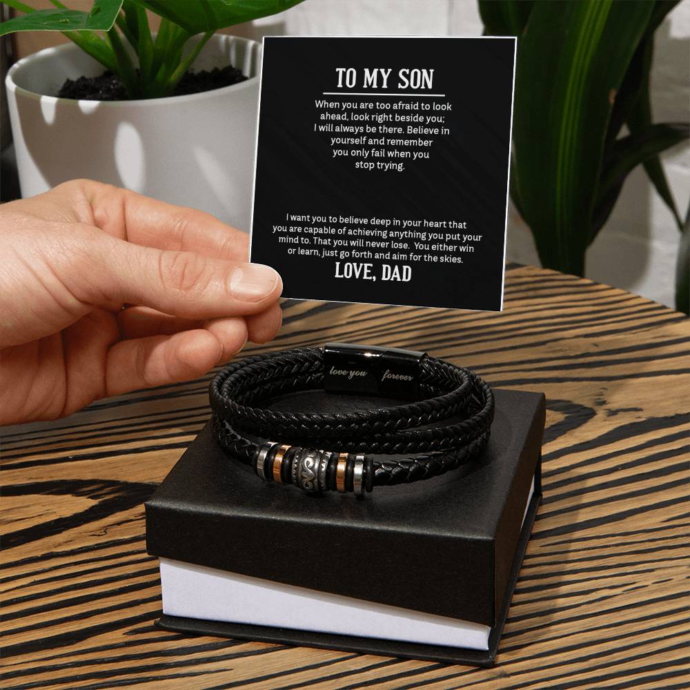 Men's "Love You Forever" Bracelet with 'My Son' Message Card