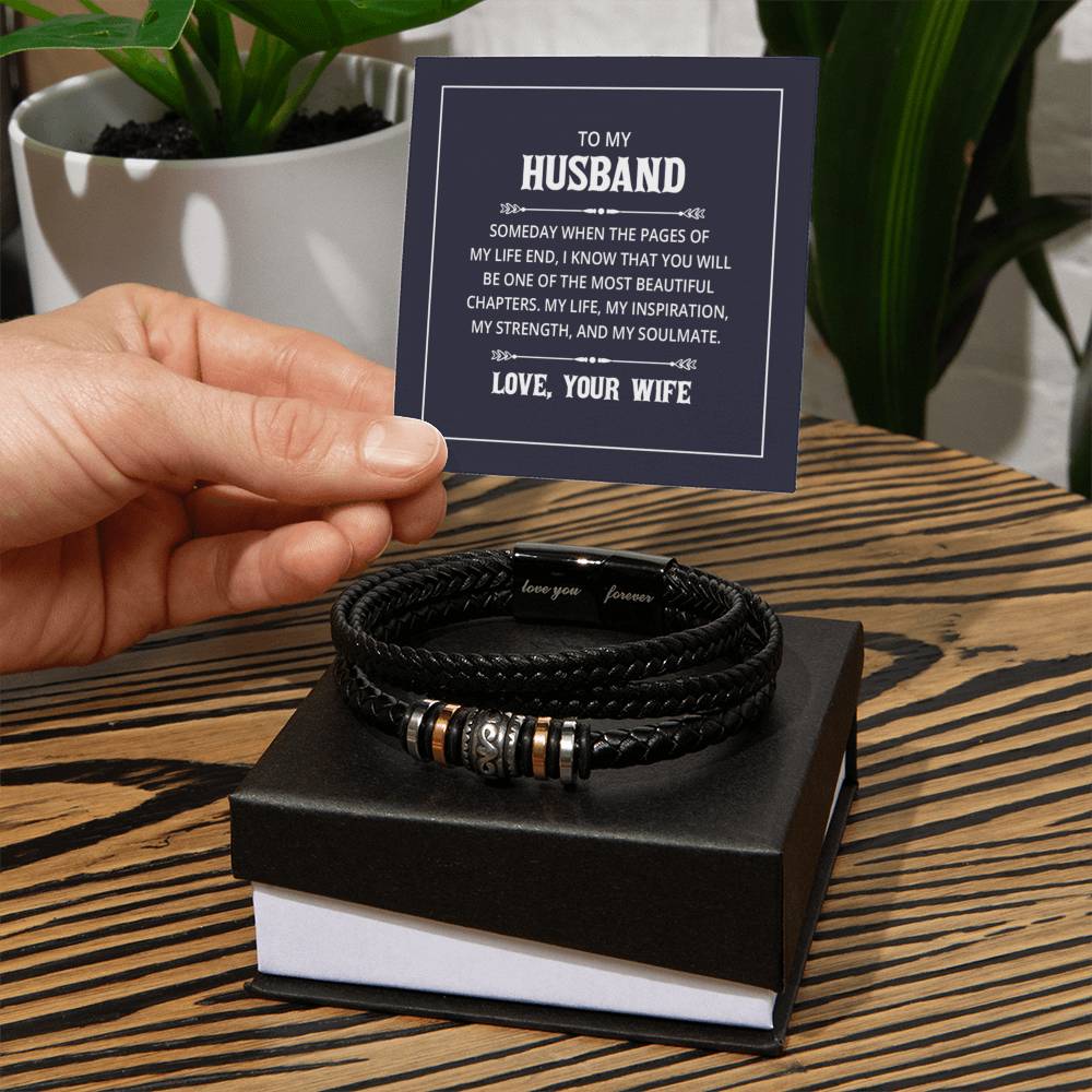 Men's "Love You Forever" Bracelet with 'Husband' Message Card