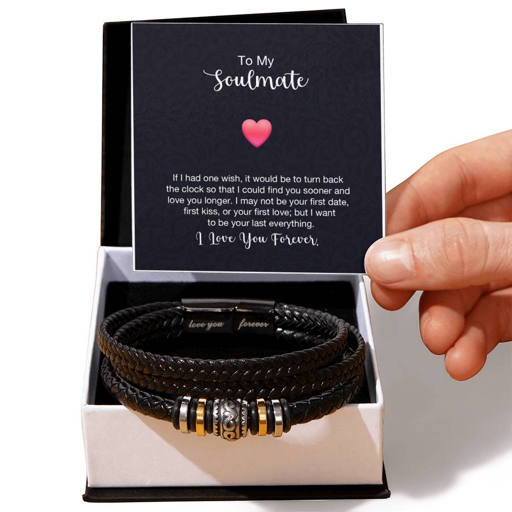 Men's "Love You Forever" Bracelet with 'Soulmate+Heart' Message Card