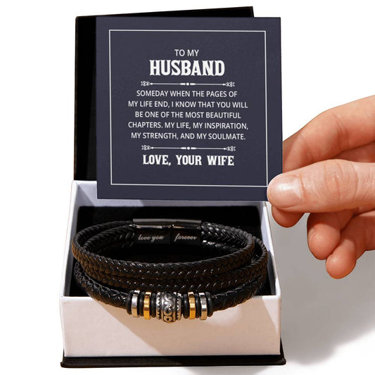 Men's "Love You Forever" Bracelet with 'Husband' Message Card