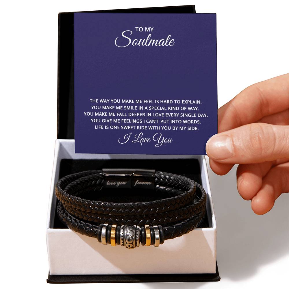 Men's "Love You Forever" Bracelet with 'Soulmate' Message Card