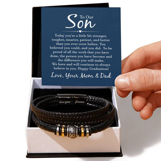 Men's "Love You Forever" Bracelet with 'Our Son' Message Card