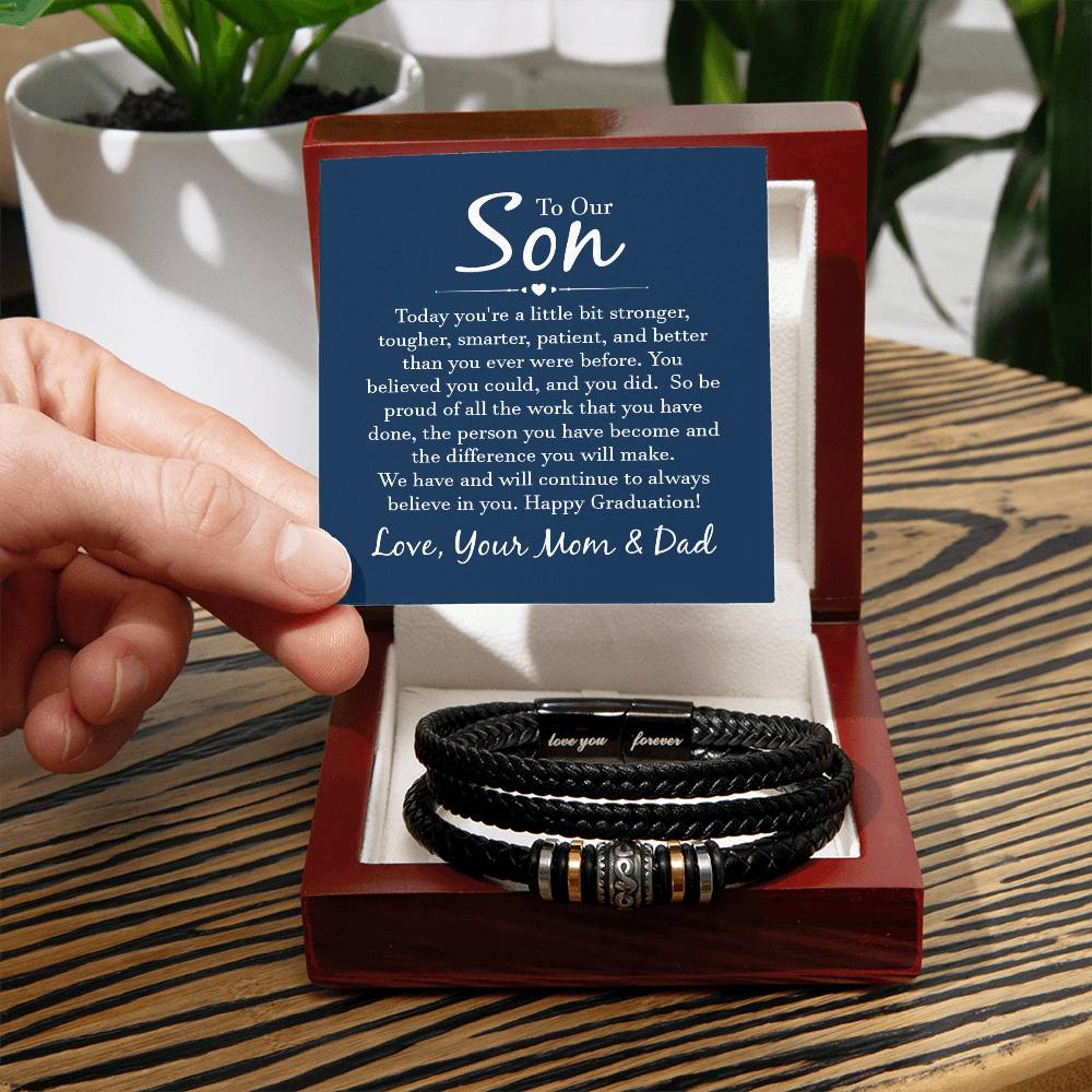 Men's "Love You Forever" Bracelet with 'Our Son' Message Card