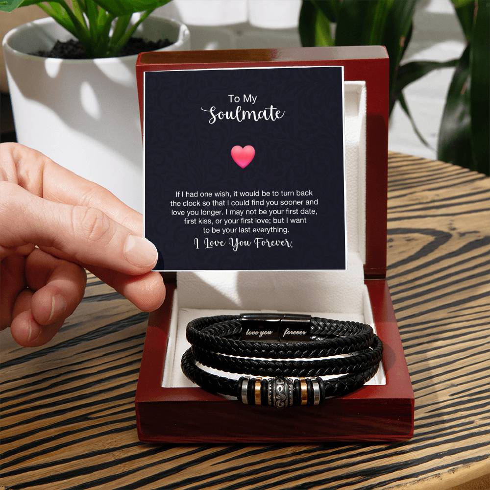 Men's "Love You Forever" Bracelet with 'Soulmate+Heart' Message Card