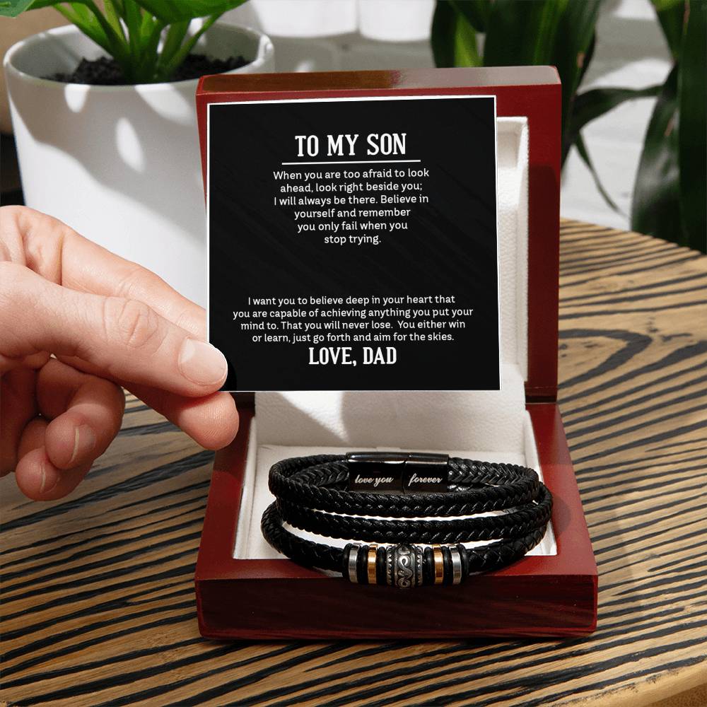 Men's "Love You Forever" Bracelet with 'My Son' Message Card