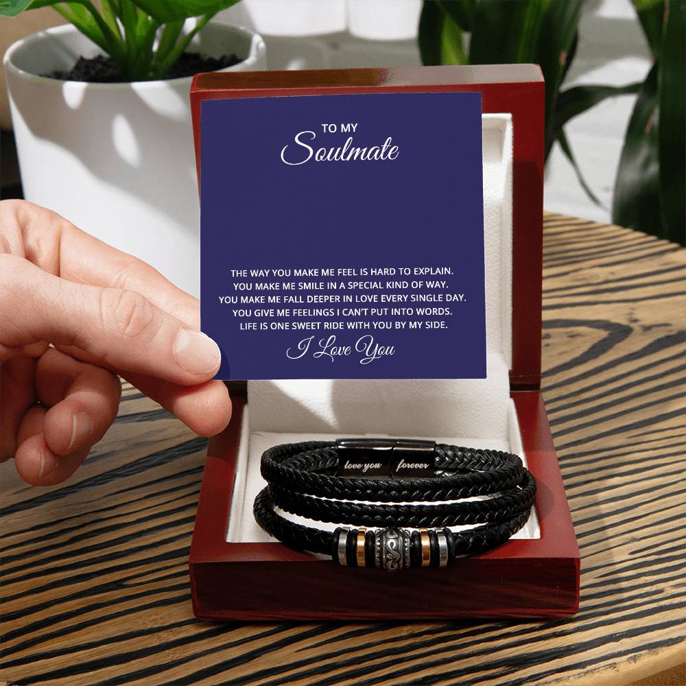 Men's "Love You Forever" Bracelet with 'Soulmate' Message Card