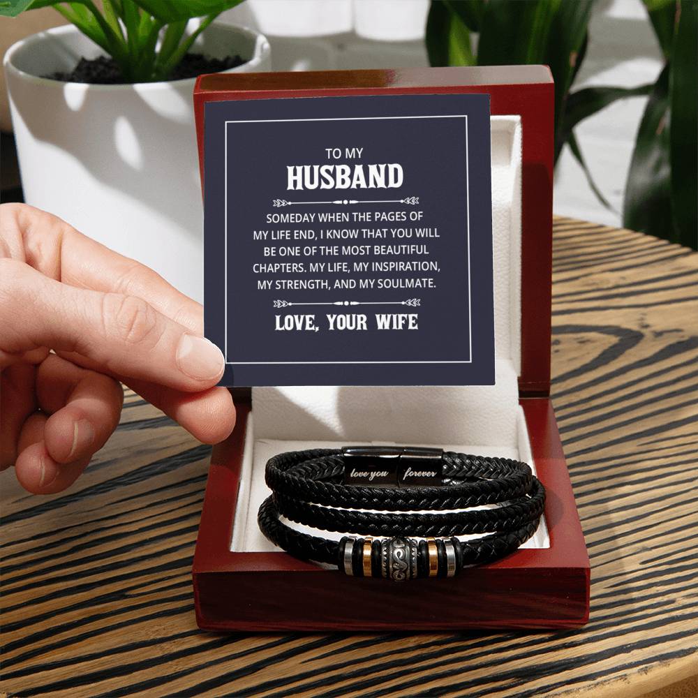 Men's "Love You Forever" Bracelet with 'Husband' Message Card