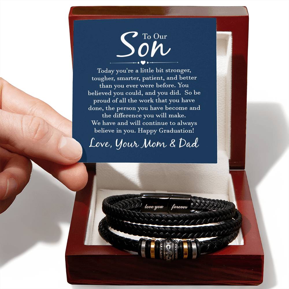 Men's "Love You Forever" Bracelet with 'Our Son' Message Card