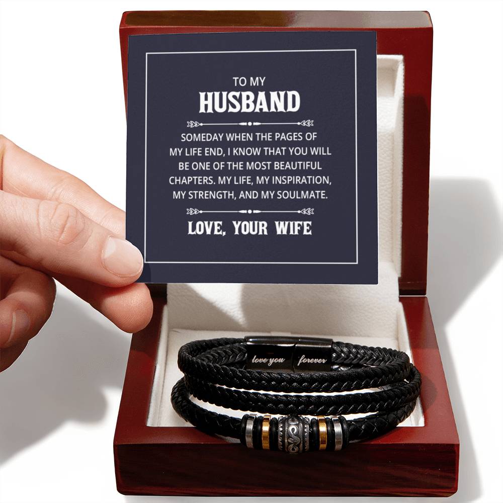 Men's "Love You Forever" Bracelet with 'Husband' Message Card