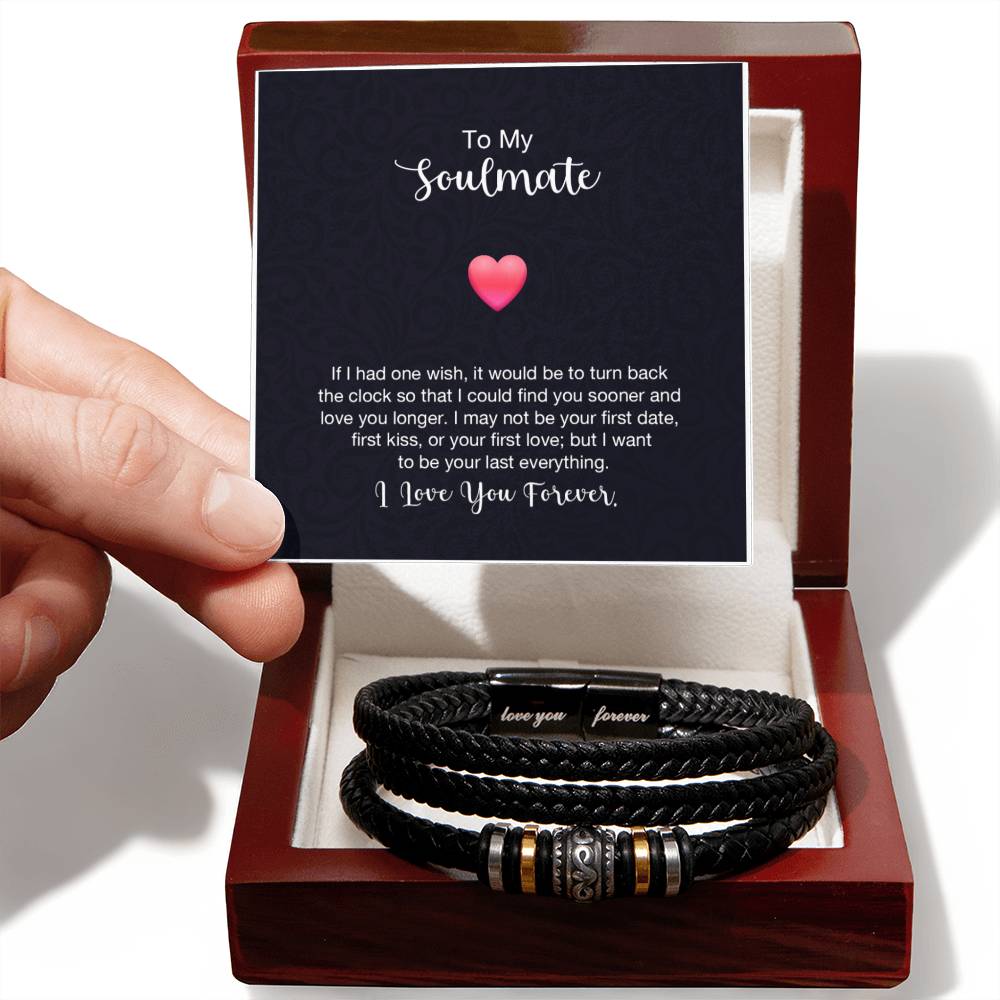 Men's "Love You Forever" Bracelet with 'Soulmate+Heart' Message Card